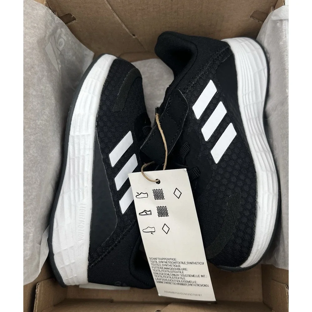 Adidas Duramo Toddler Boys Slip-on Sneaker Size 7 Black-White Flexible Shoes